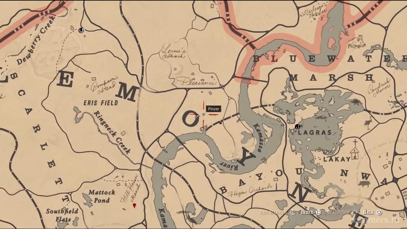 Location where there is a huge snake in RDR 2