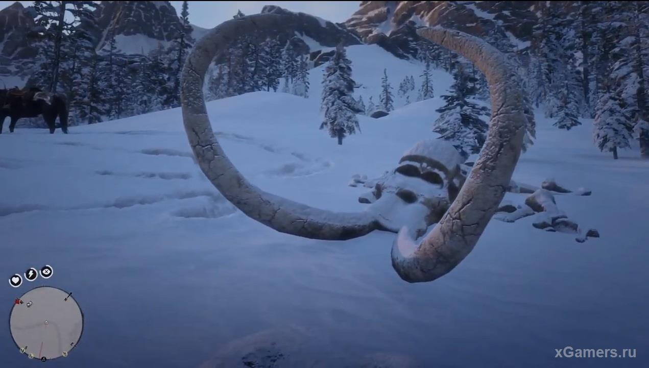 The remains of a mammoth in the game RDR2