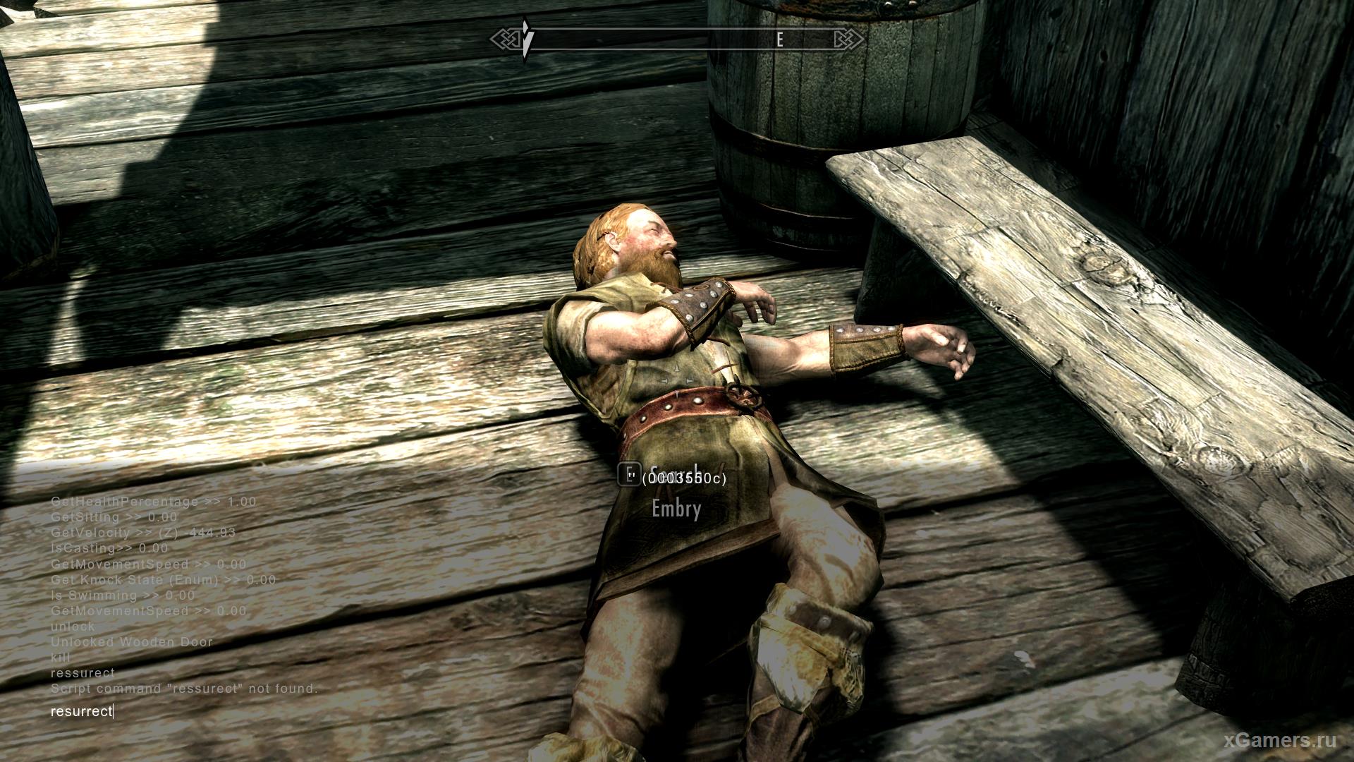 The result of canceling the Kill cheat entry in the game Skyrim