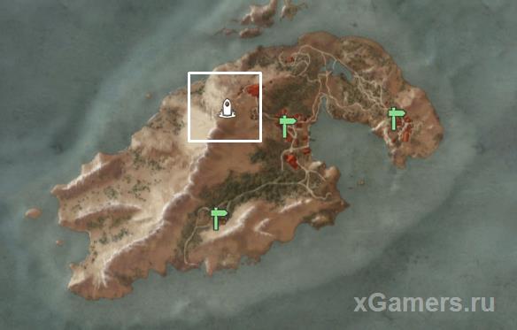 Mark on the map where the place of power is located - Igni second in the location (Skellige)