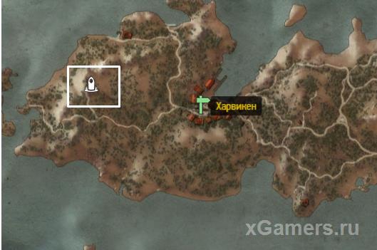 Location on Map - Yrden the second in the location (Skellige)