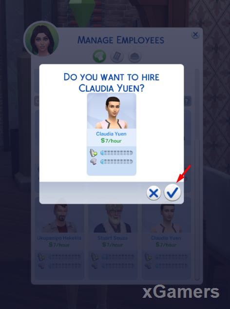 Employe management: confirm to Hire Sim