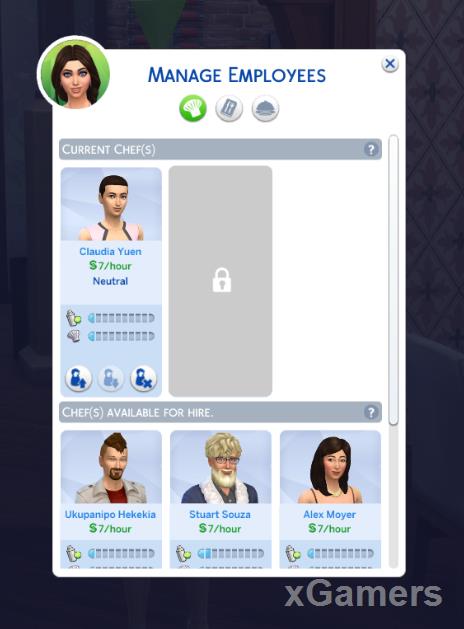 Windows manage Employees in The Sims 4 - Business Career: Dine Out