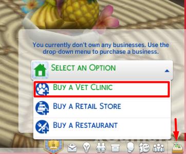 The Sims 4: buy a Vet Clinic with right menu