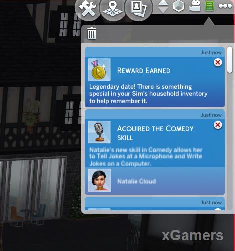 Earned Rewards for Legendary date -Sims 4