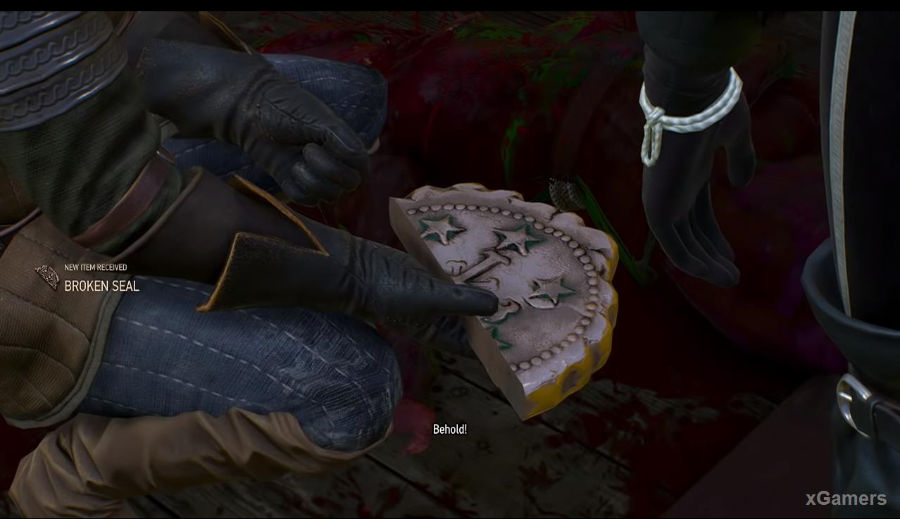 Geralt and Yennefer actually found the remains of the sorcerer and the second fragment of the seal