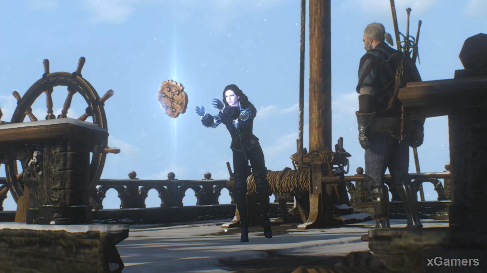 Rising on deck, Yennefer connects the wreckage of the seal