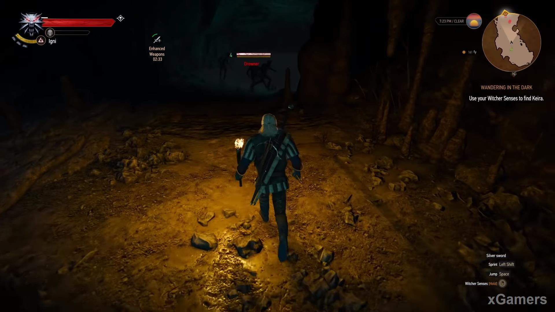 In cave Geralt meets three level 4 Drowners