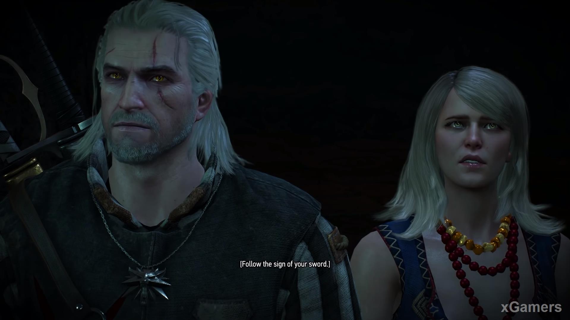 Geralt understands that for further advancement, attention should be paid to the sign in the form of a Swallow