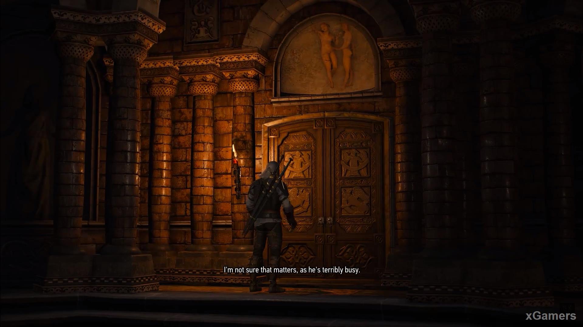 Geralt goes to the baths and a voice behind closed doors