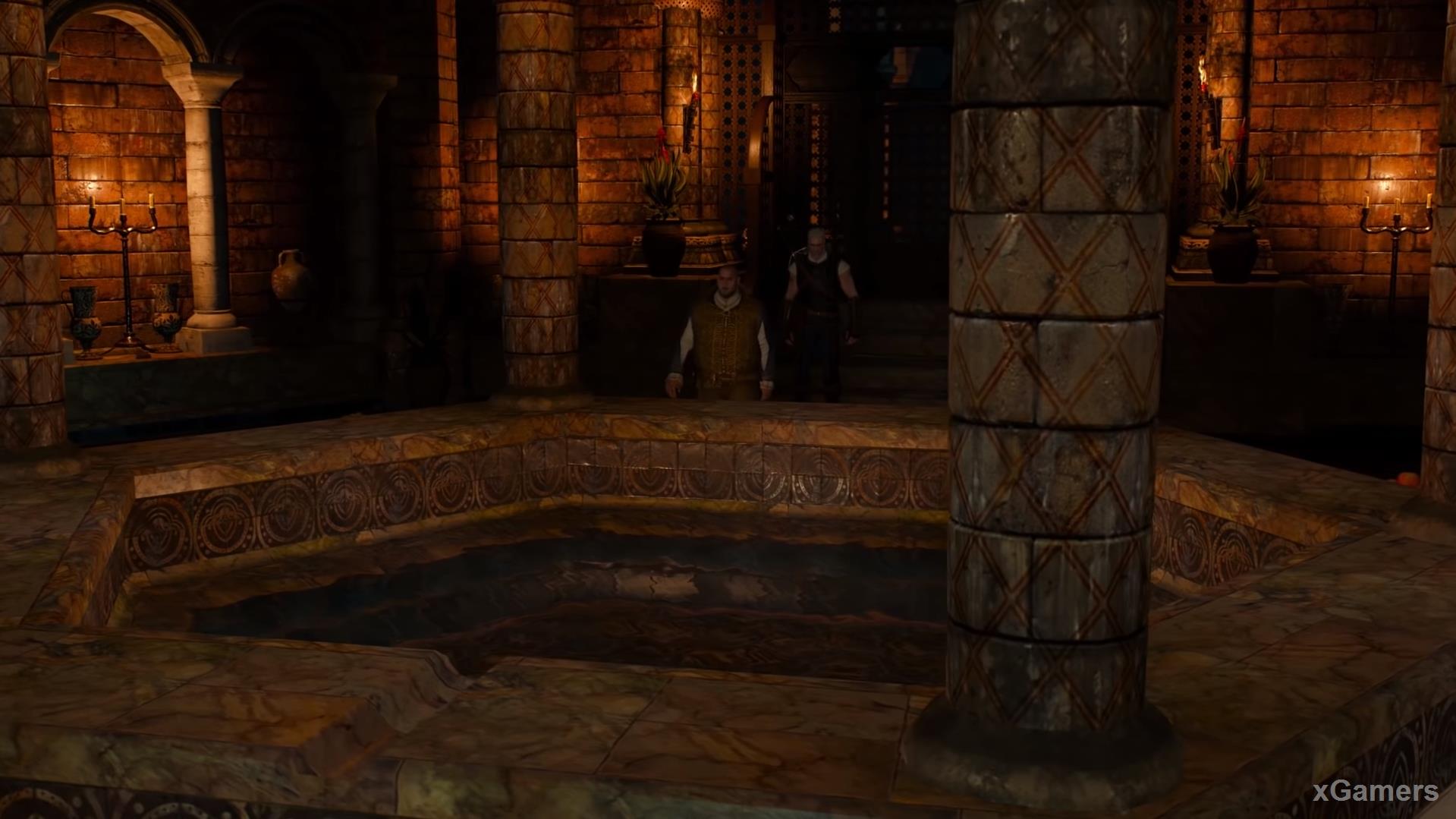 Following Dijkstra into a secret passage, Geralt finds himself in a dungeon