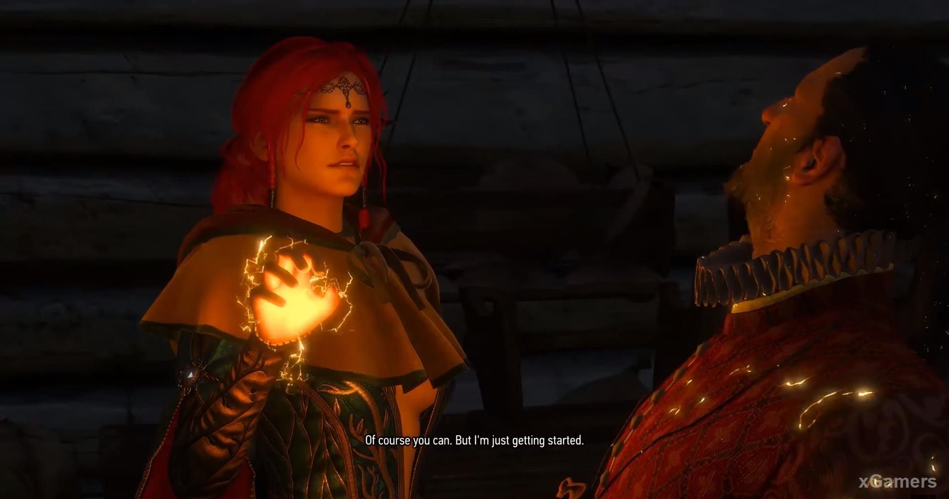 Triss will apply a painful spell to him, and you should not stop the sorceress