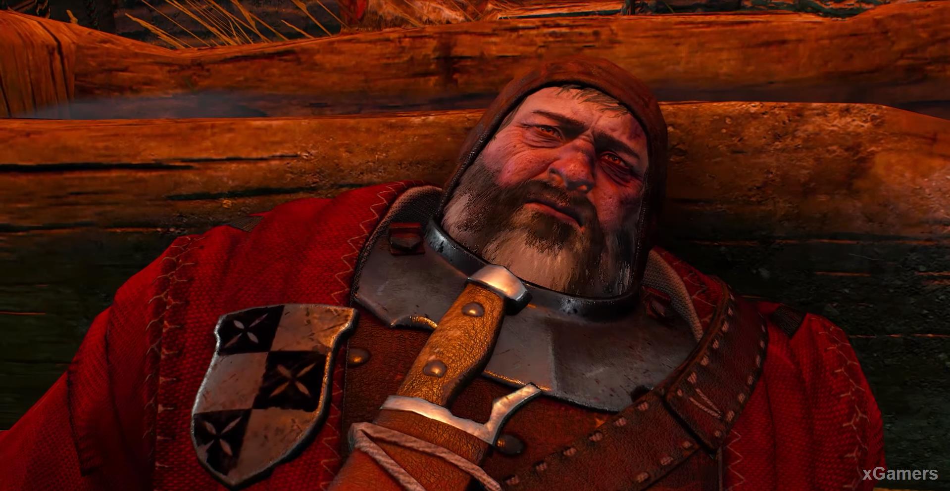 Next to the stables, Geralt finds a drunken Baron