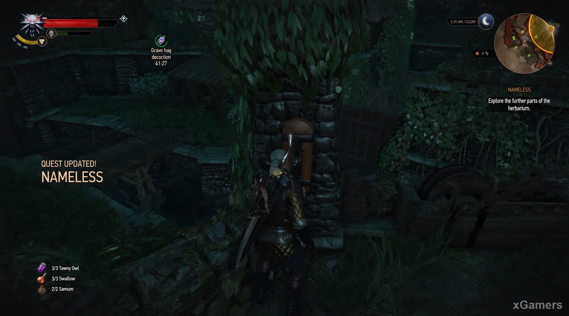 The blood will lead Geralt to a small bridge where he find lifting mechanism