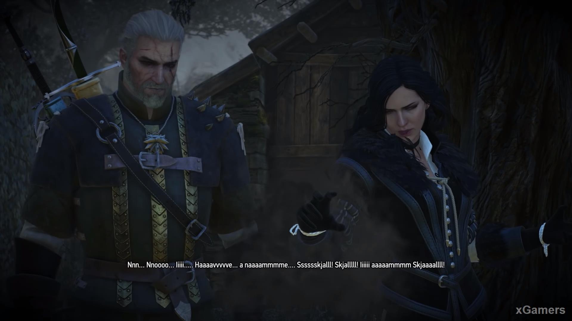 Geralt and Yennefer are listening of the memories of the Skjall
