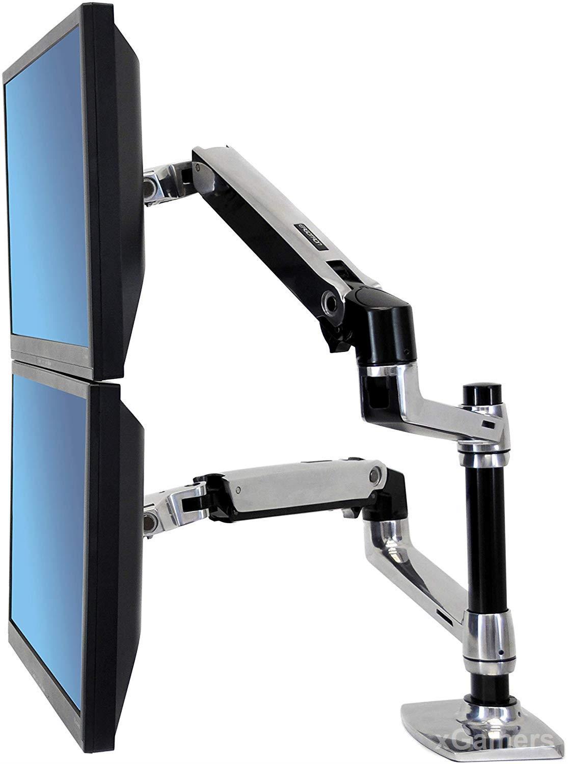 Ergotron – LX Dual Stacking Arm – 13-Inch Pole, Polished Aluminum