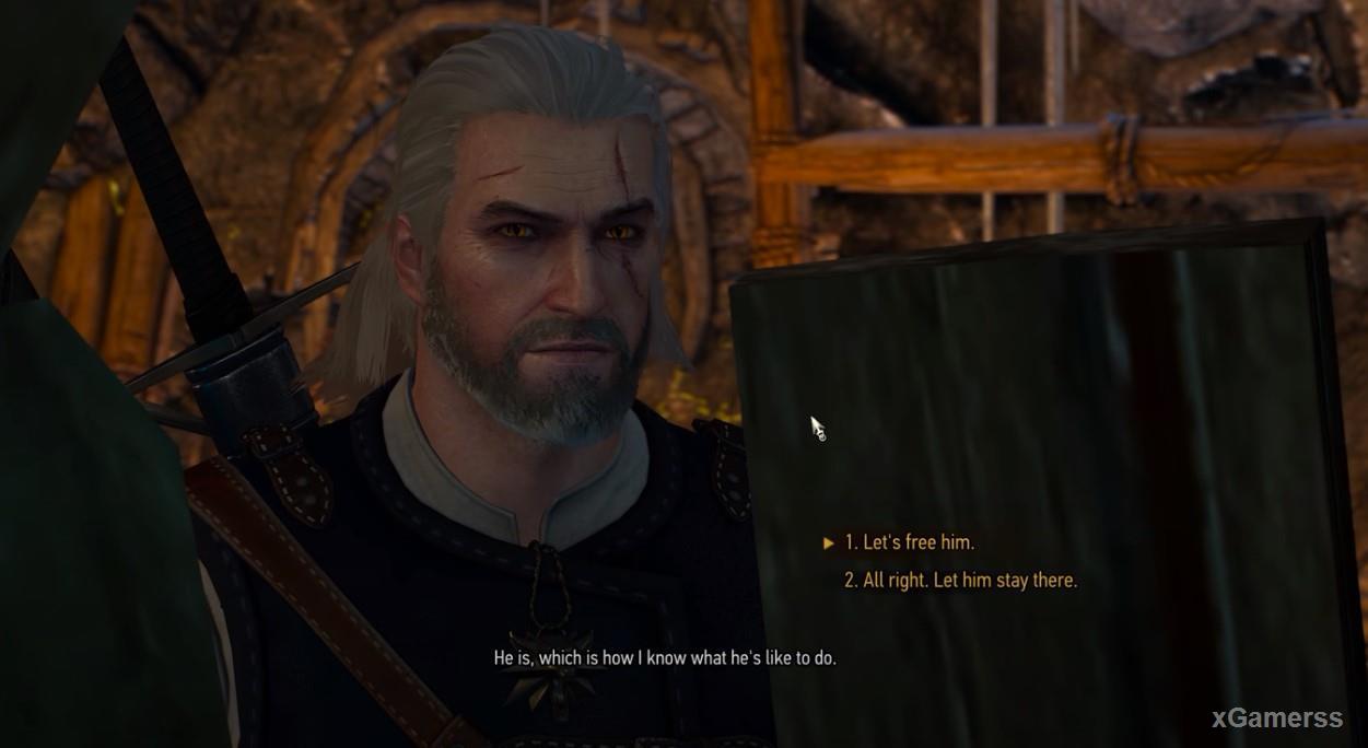 Geralt needs to choose whether to release Vigi the Loon or not
