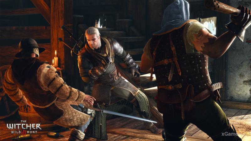 Geralt mid-counterattack riposte against a human