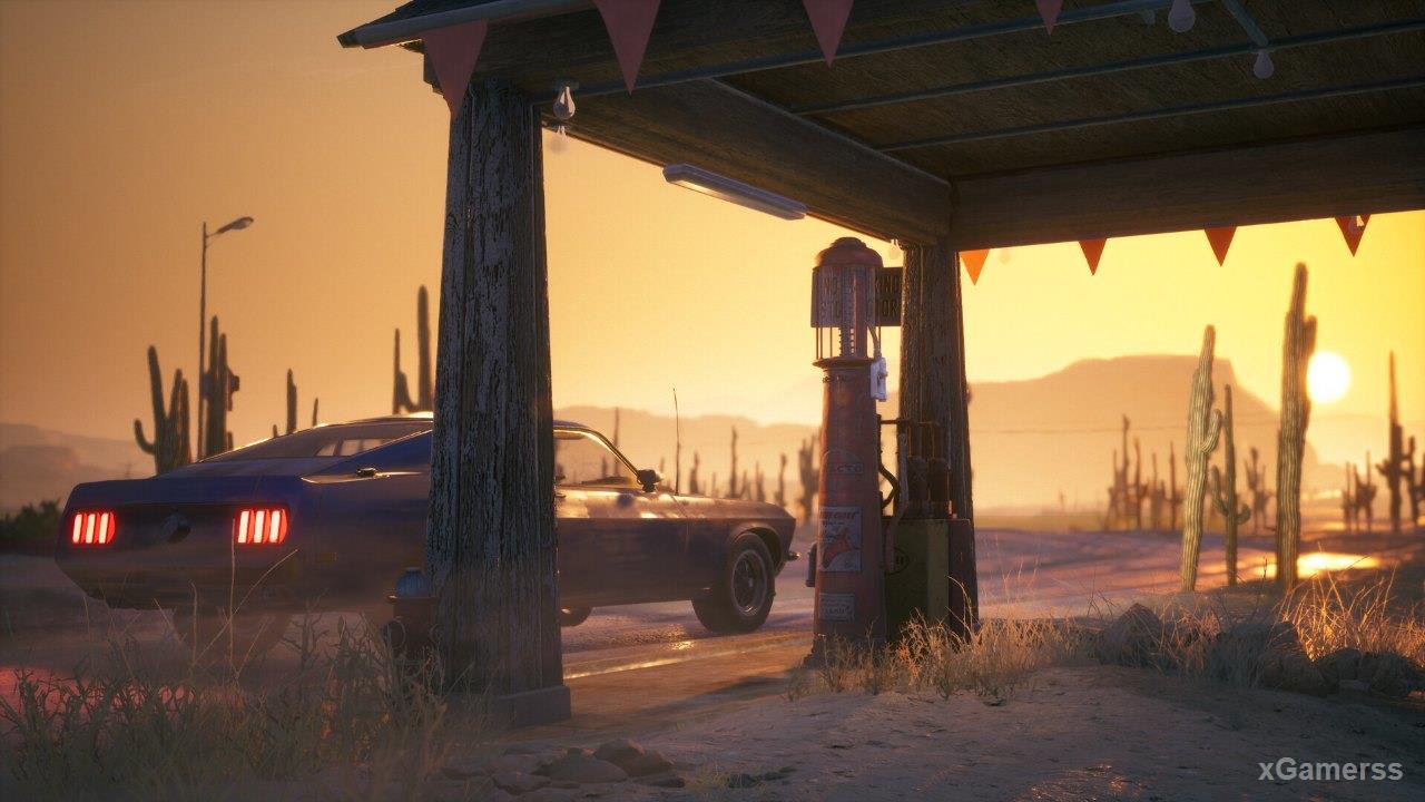 Gas Station Simulator - desert gas station at sunset