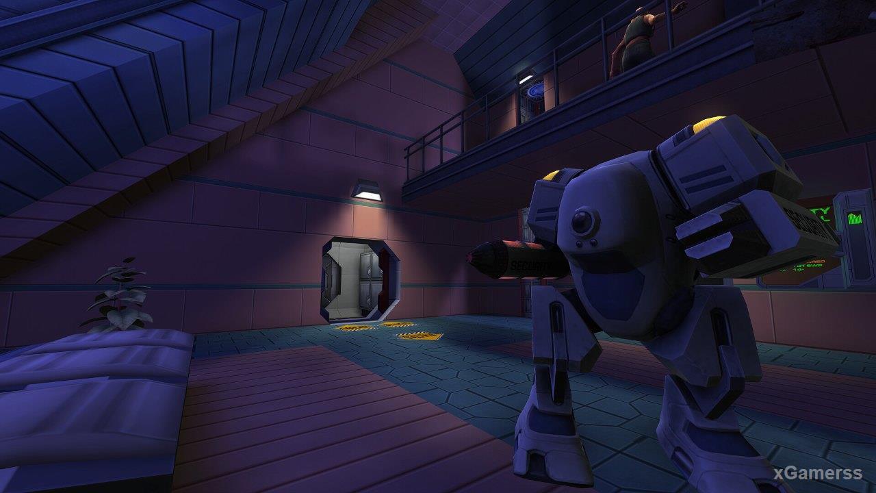 System Shock 2 25th Anniversary Remaster - robot in a corridor of the Von Braun