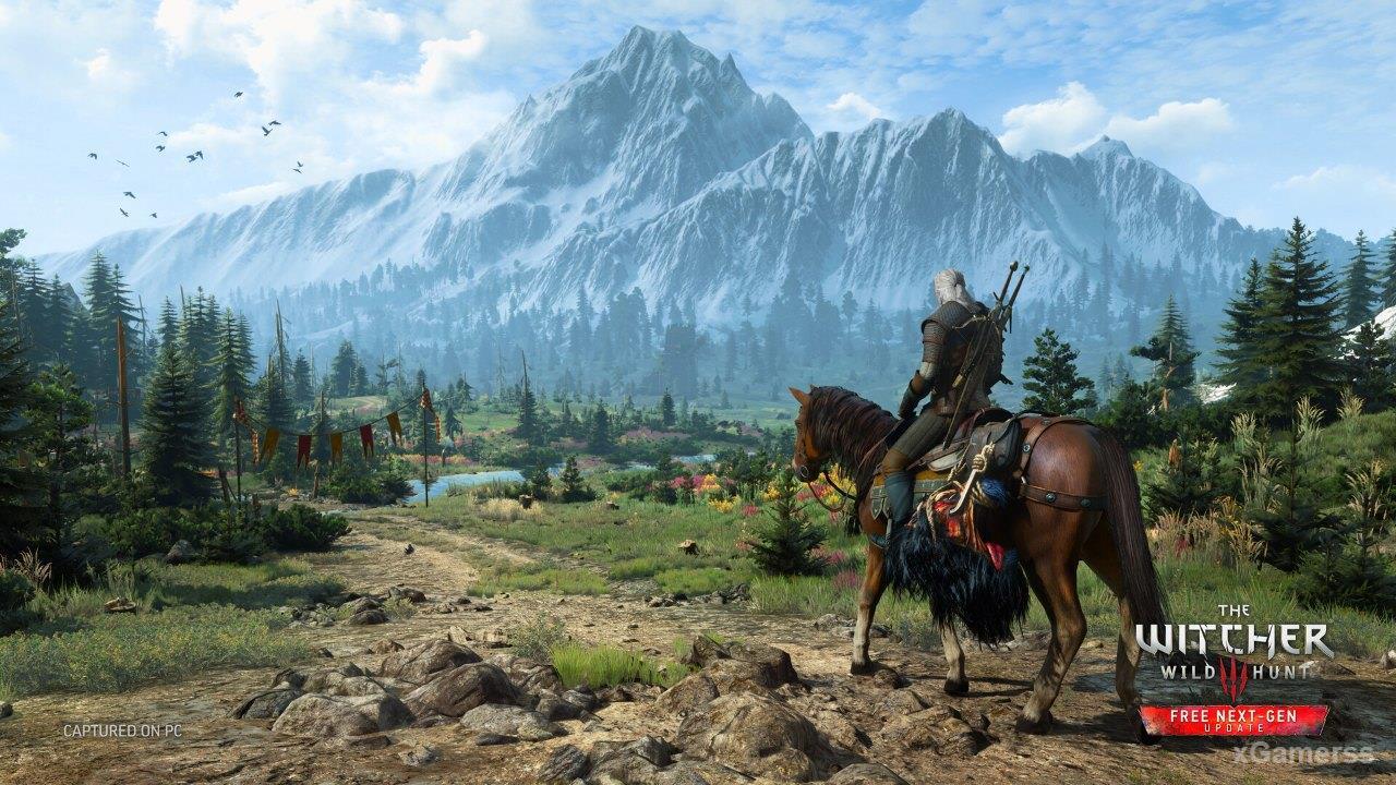 The Witcher 3 - Geralt riding Roach through the open world