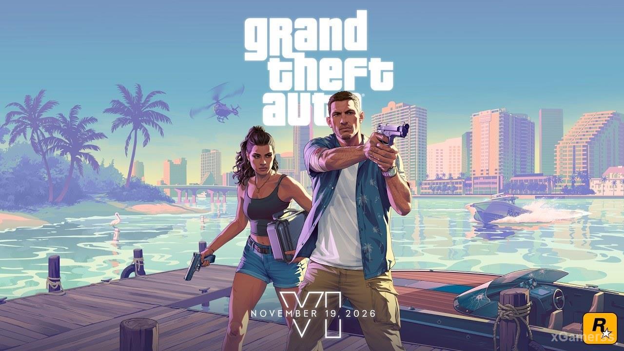 GTA 6 Jason and Lucia in Vice City - official key art