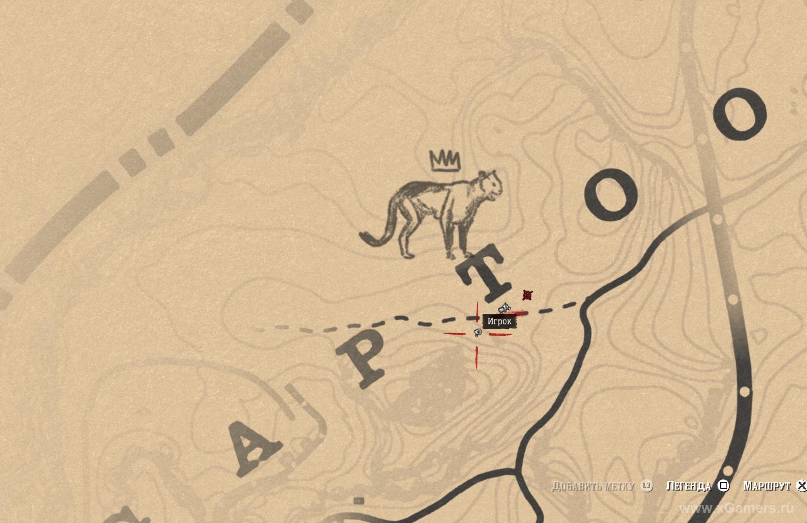 Location of the legendary Puma on the map