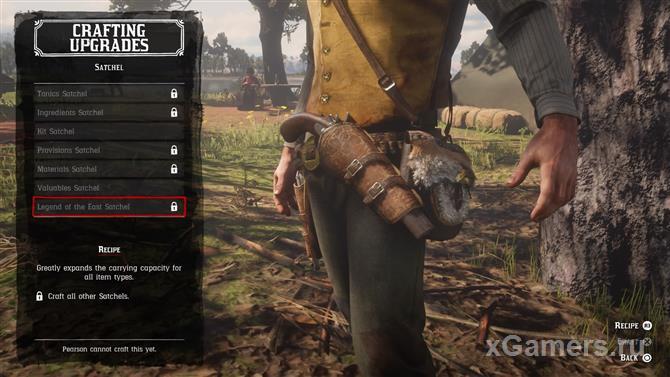 Upgrade bag Legends of the East in the game RDR 2