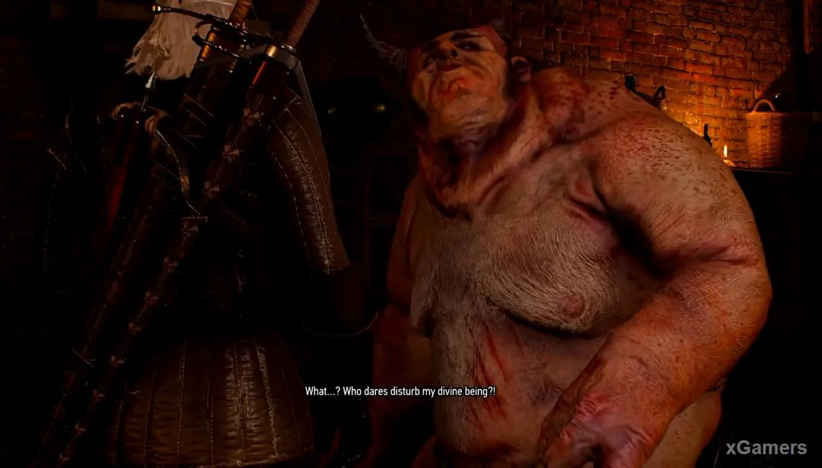 The Allgod, a sylvan, in his hidden cellar in Witcher 3 A Greedy God