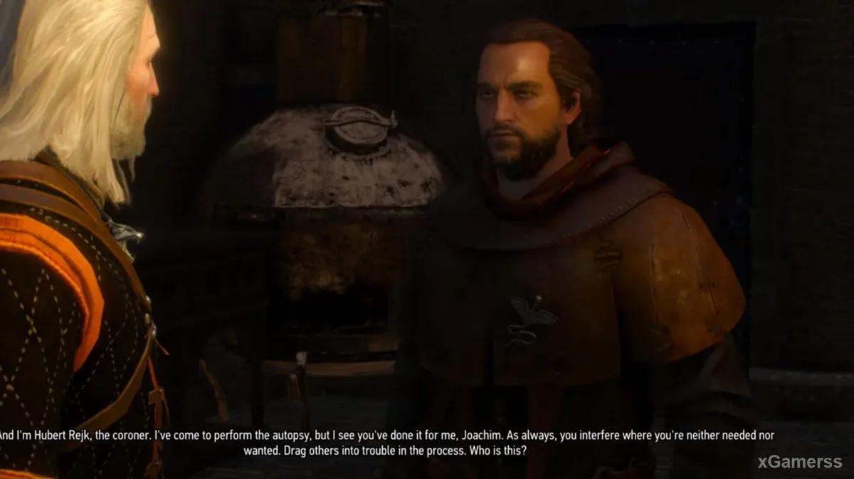 Hubert Rejk the coroner at the Novigrad morgue