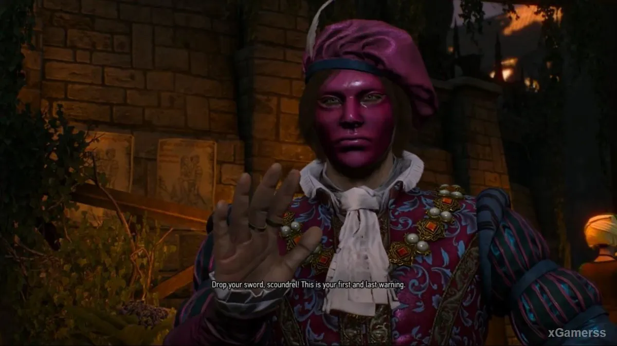 Dandelion in a purple mask as the Crimson Avenger