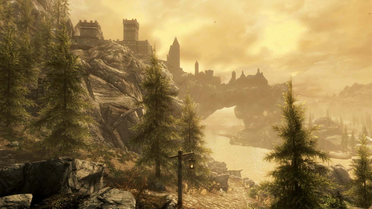 A dragon fight in Skyrim
