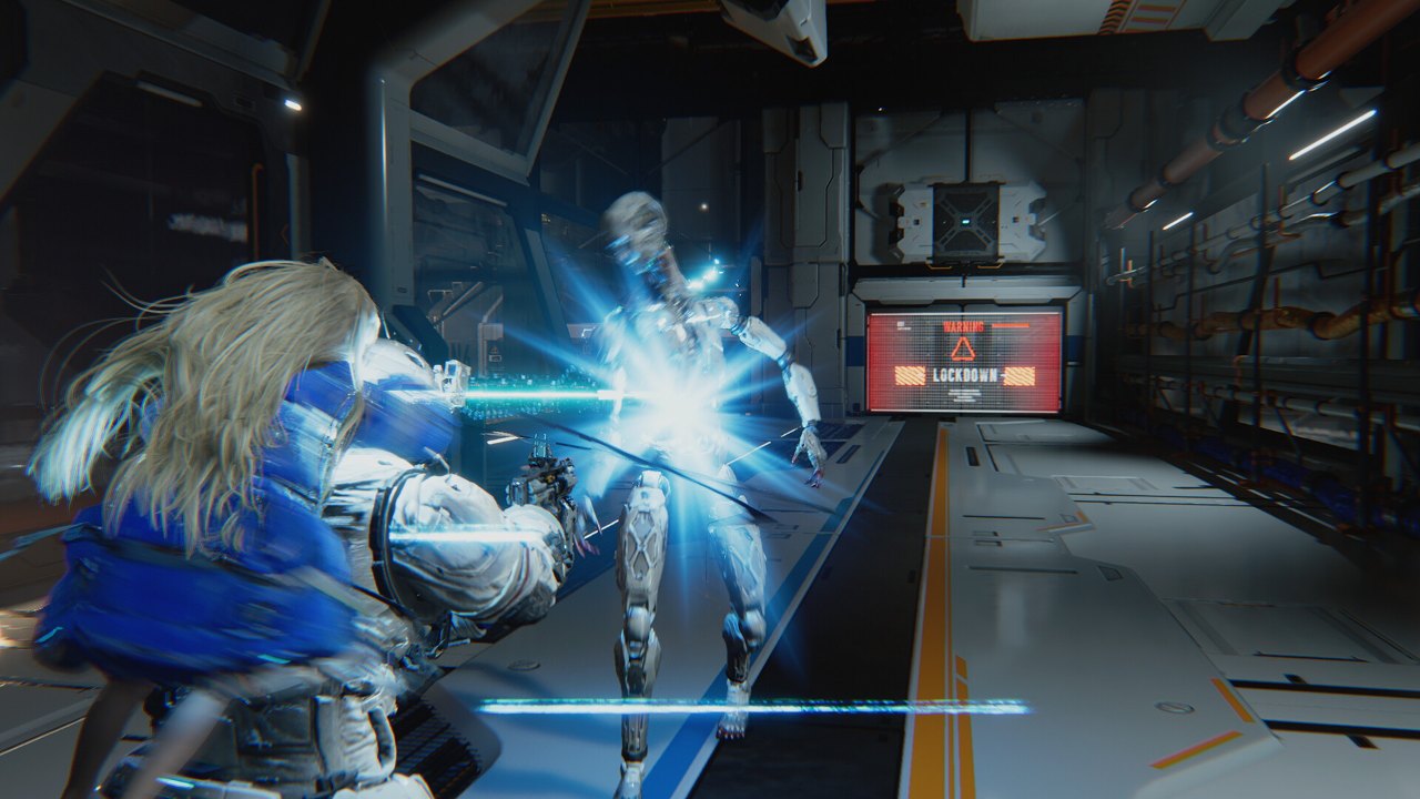 Pragmata: Hugh and Diana in combat