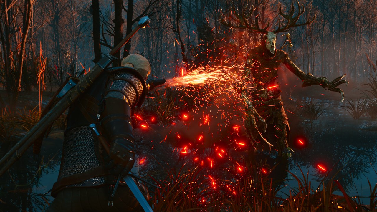 Igni in action: the Signs tree turns Geralt's magic into a main weapon