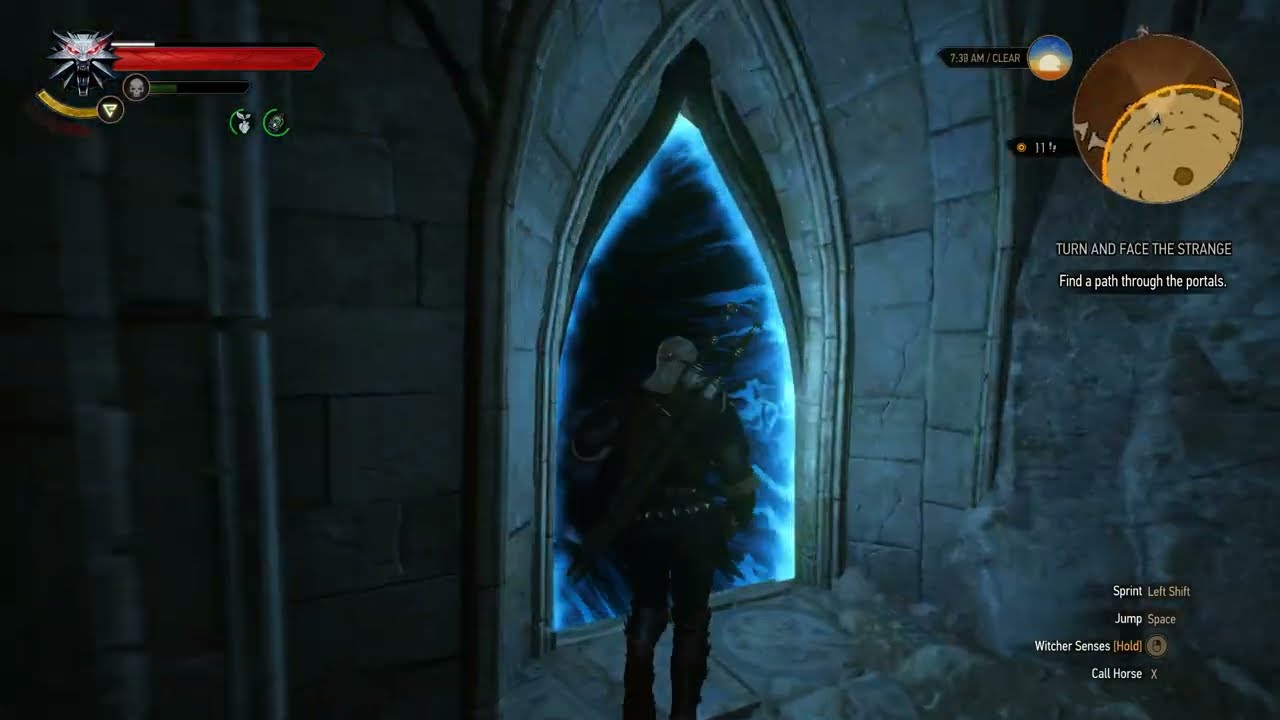 Glowing portal in Professor Moreau's ruins during Turn and Face the Strange