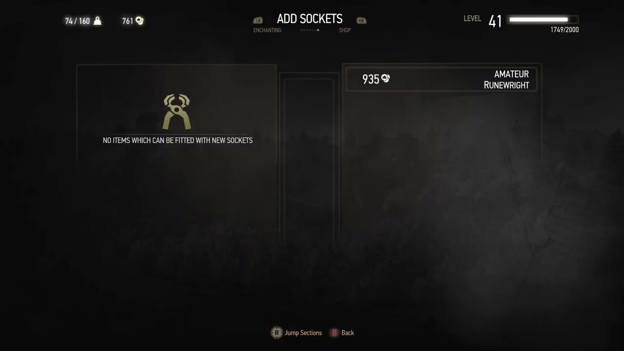 The runewright's Add Sockets menu