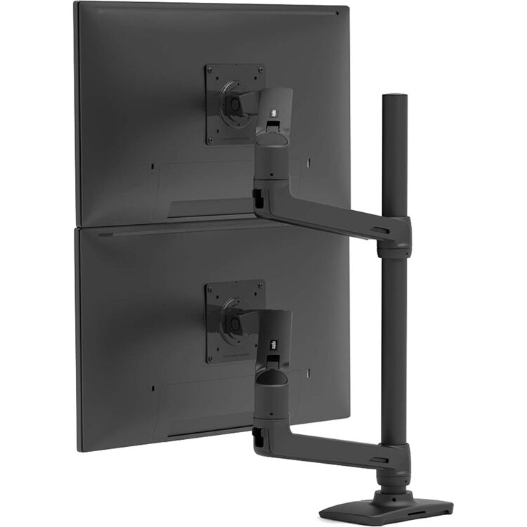 Ergotron LX Dual Stacking Arm holding two monitors one above the other