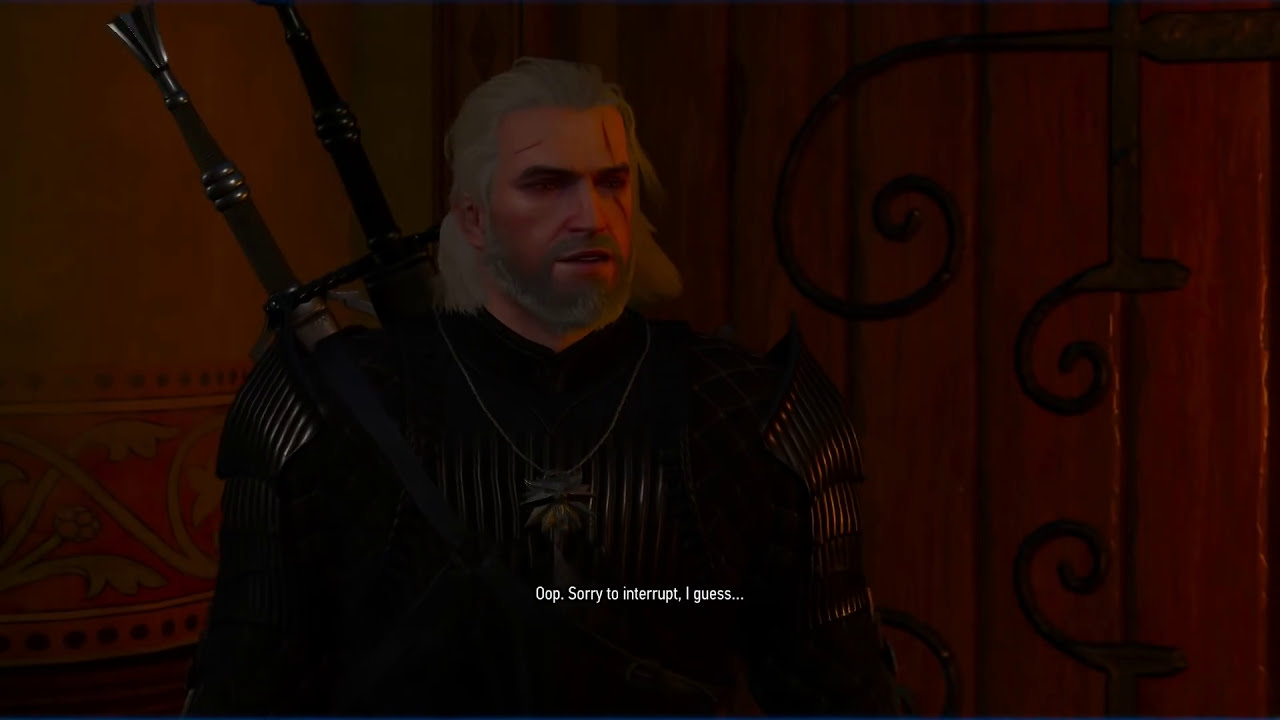 Geralt walks into Hughes house in Beauclair