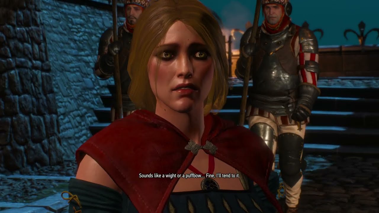 Lussi asks Geralt for help in Novigrad Closed City