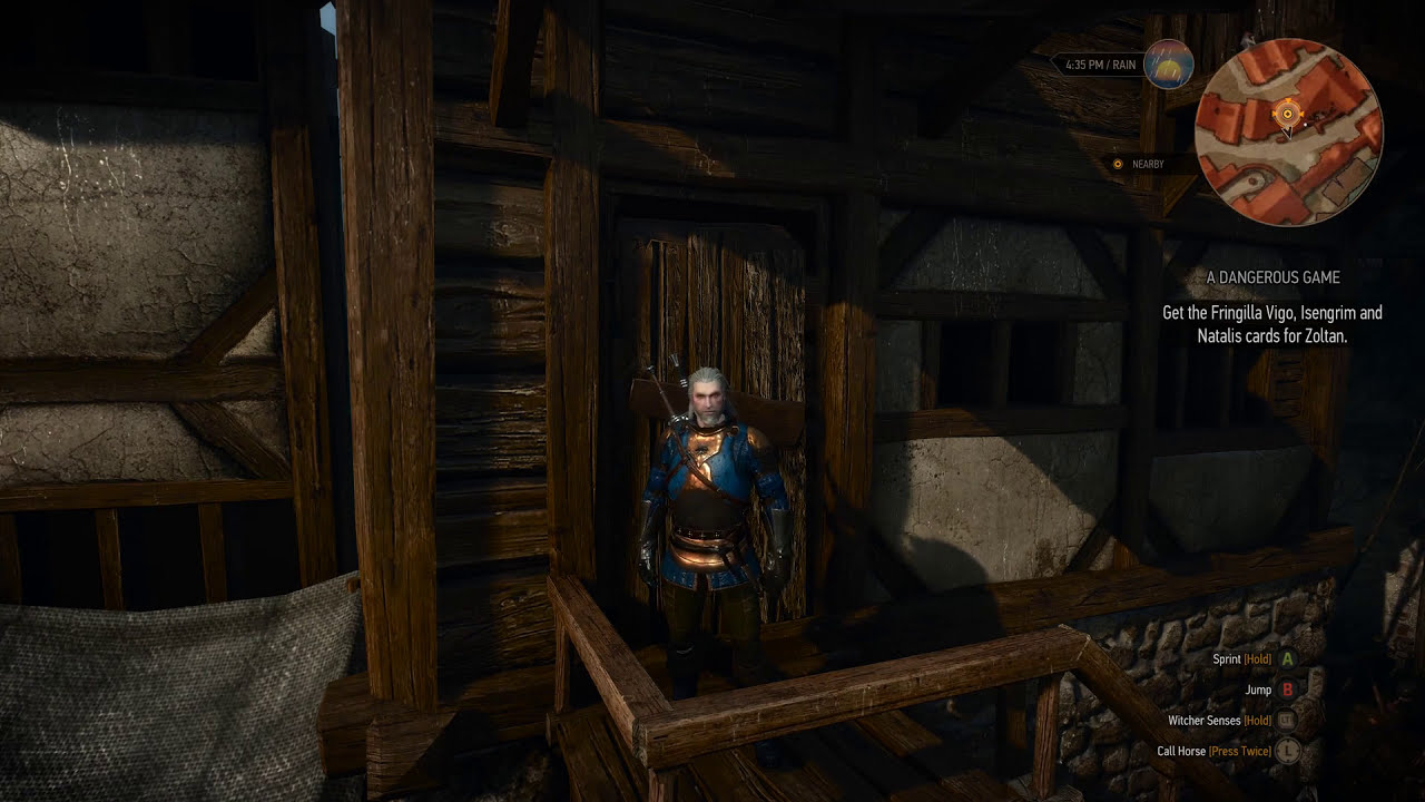 Geralt inside Zed's house in A Dangerous Game