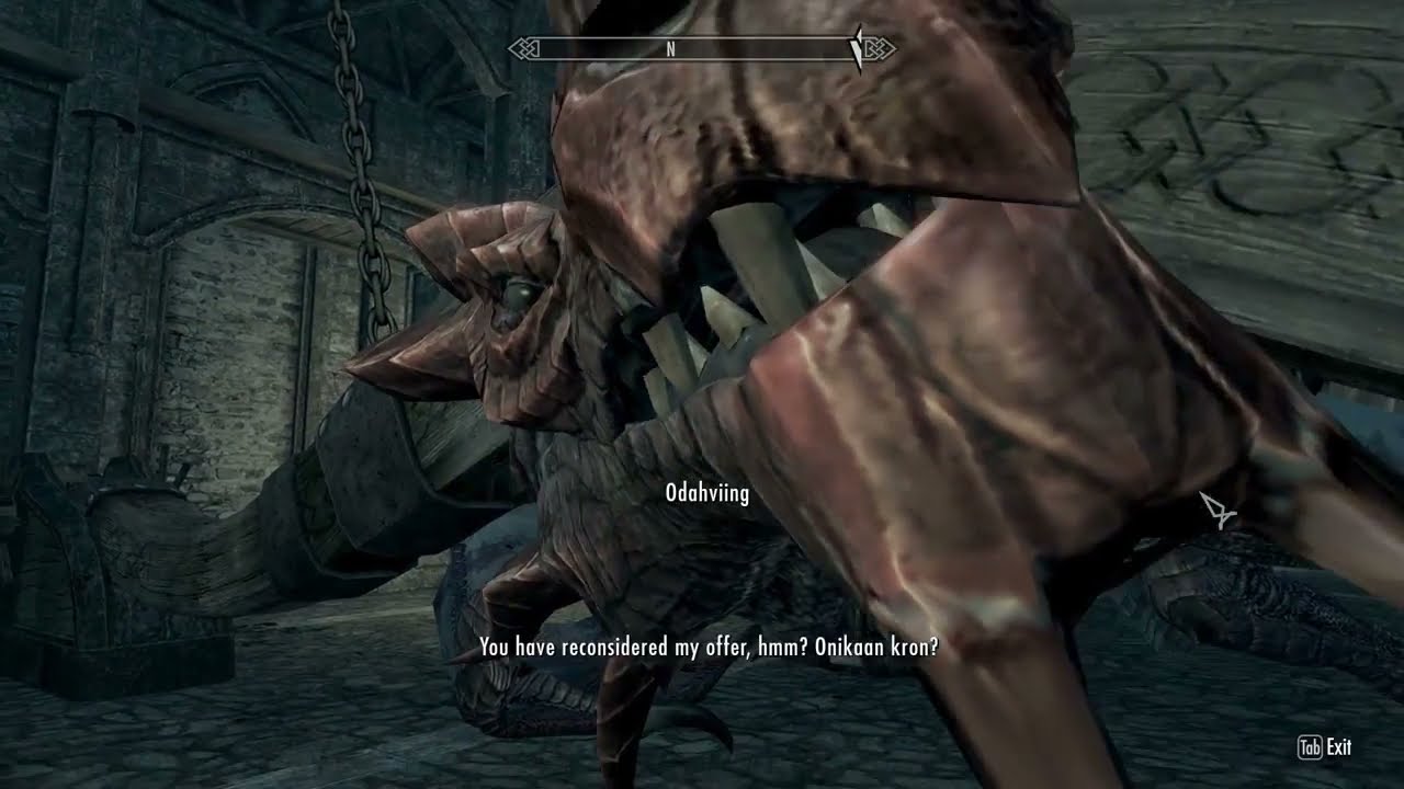 Odahviing chained in Dragonsreach in Skyrim