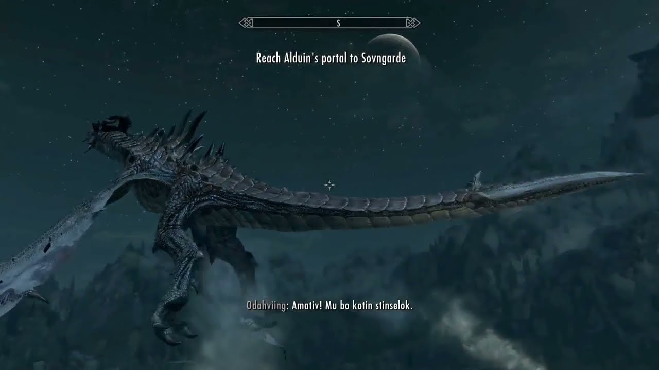 Flying on Odahviing to Skuldafn in Skyrim