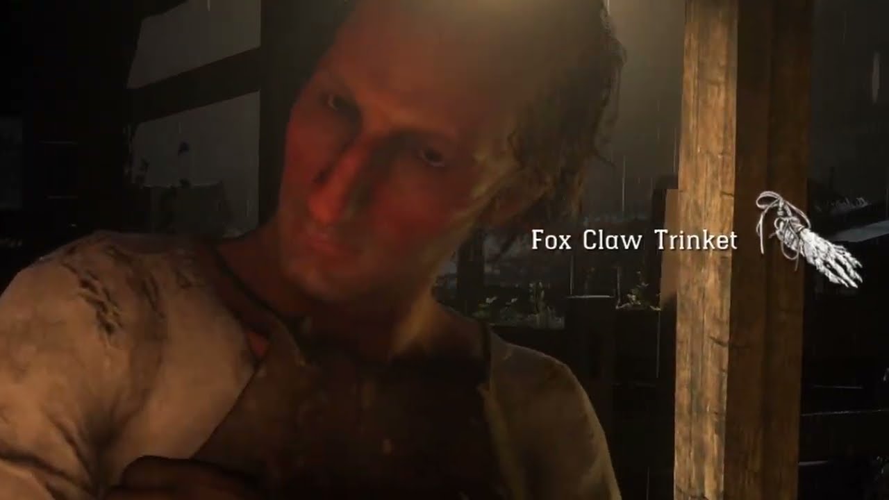 Crafting the Fox Claw Trinket at a fence in RDR2