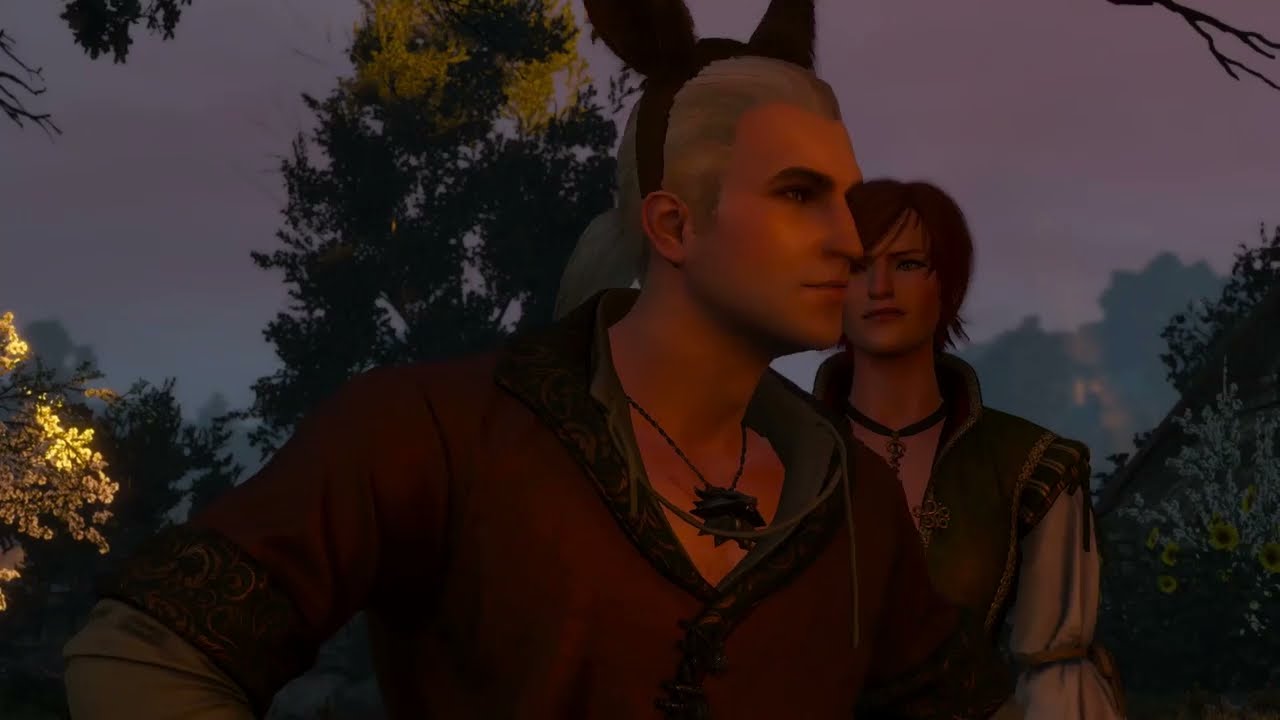 Geralt wearing Ass ears with Shani at the wedding