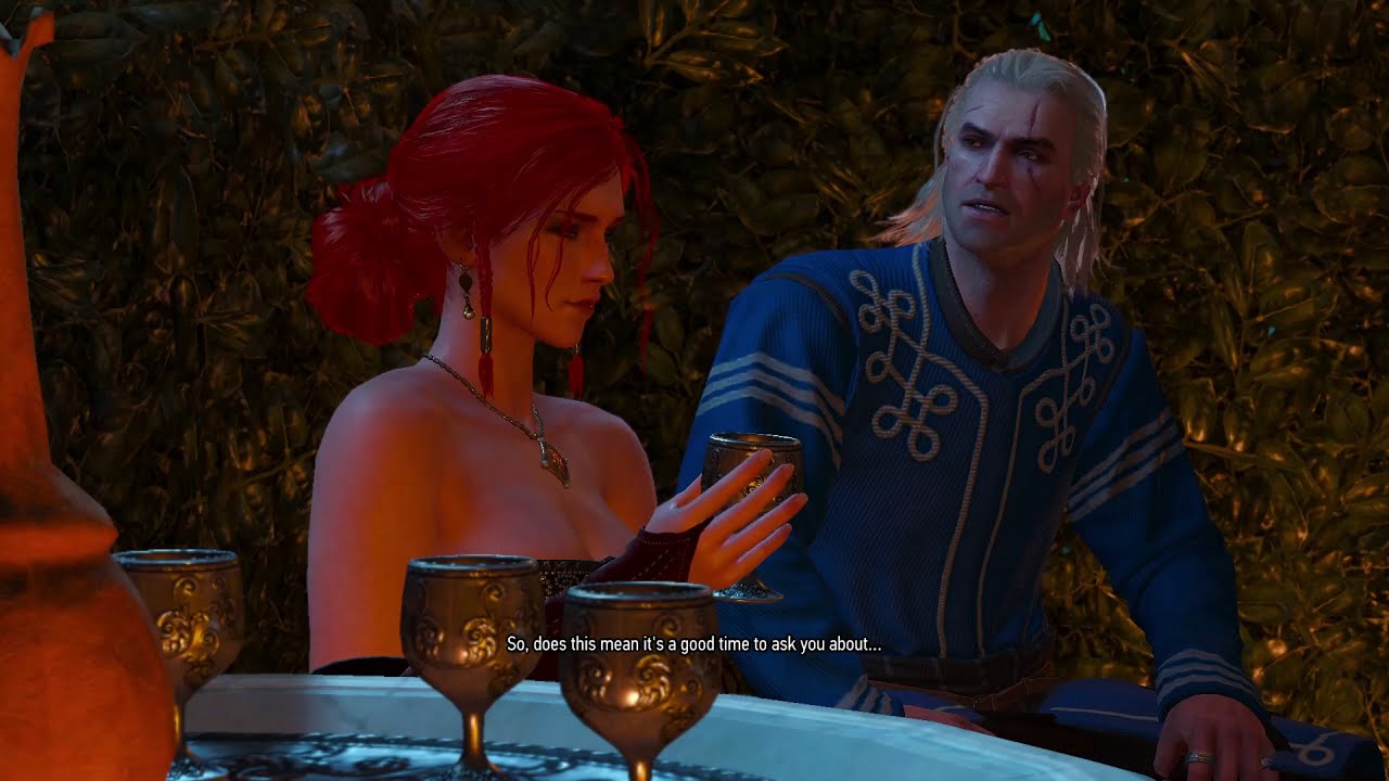 Geralt and Triss at the Vegelbud masquerade ball