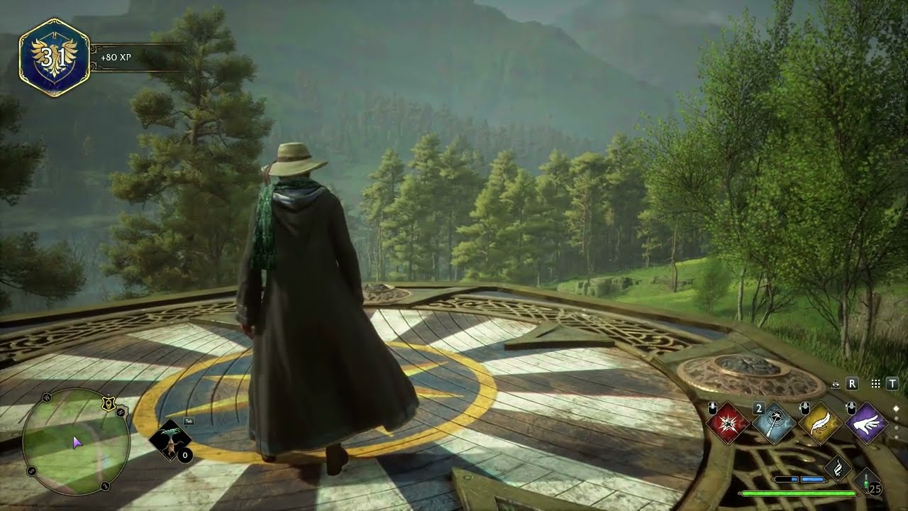 Standing on a landing platform in Hogwarts Legacy