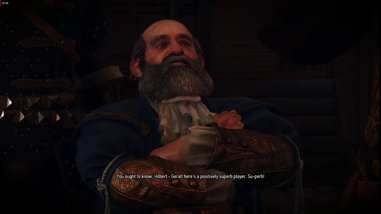 Vimme Vivaldi introducing Geralt to the Gwent player Robert Hilbert at the Borsodi auction