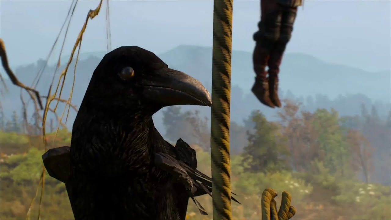 A raven on the Hanged Man's Tree in Velen, The Witcher 3