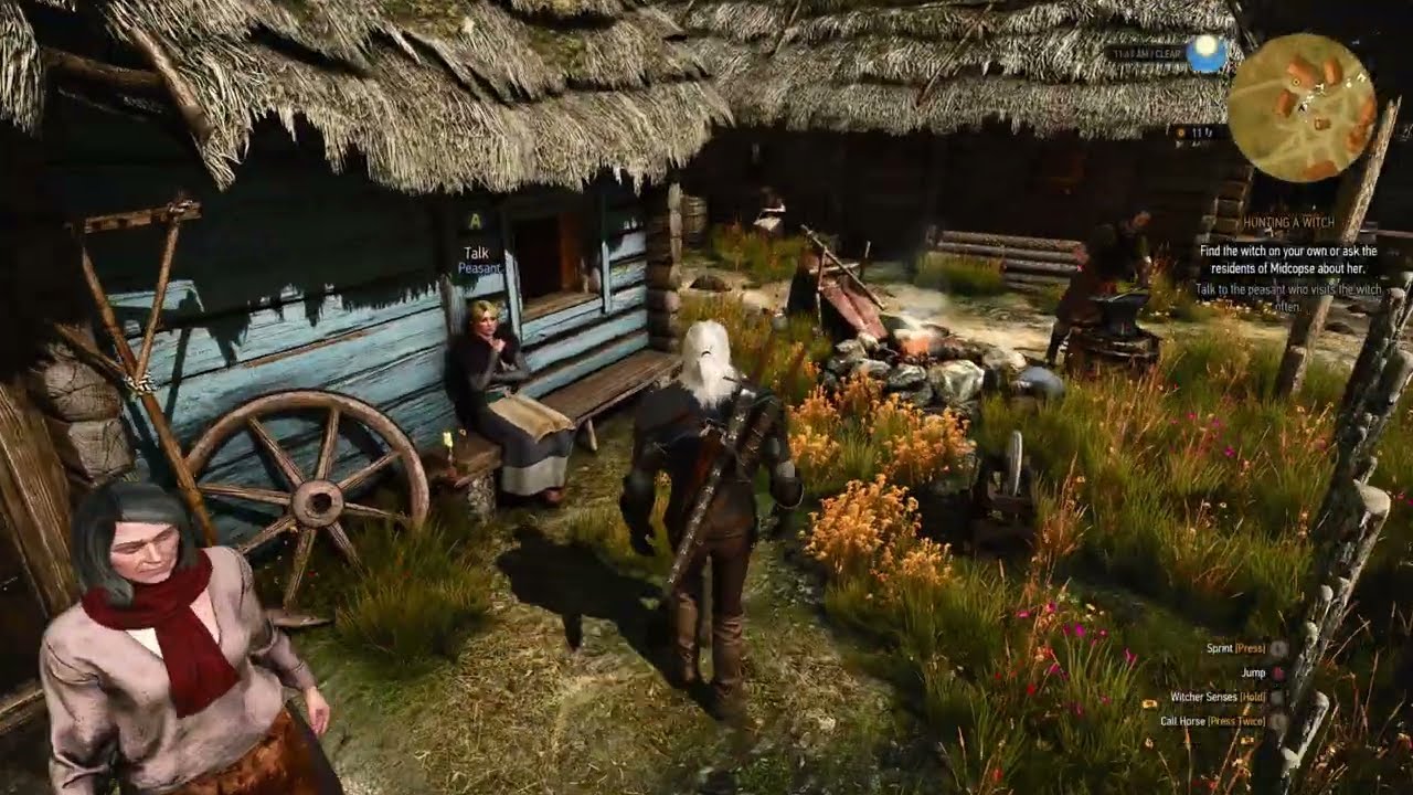 Geralt asks villagers in Midcopse about the witch in Hunting a Witch