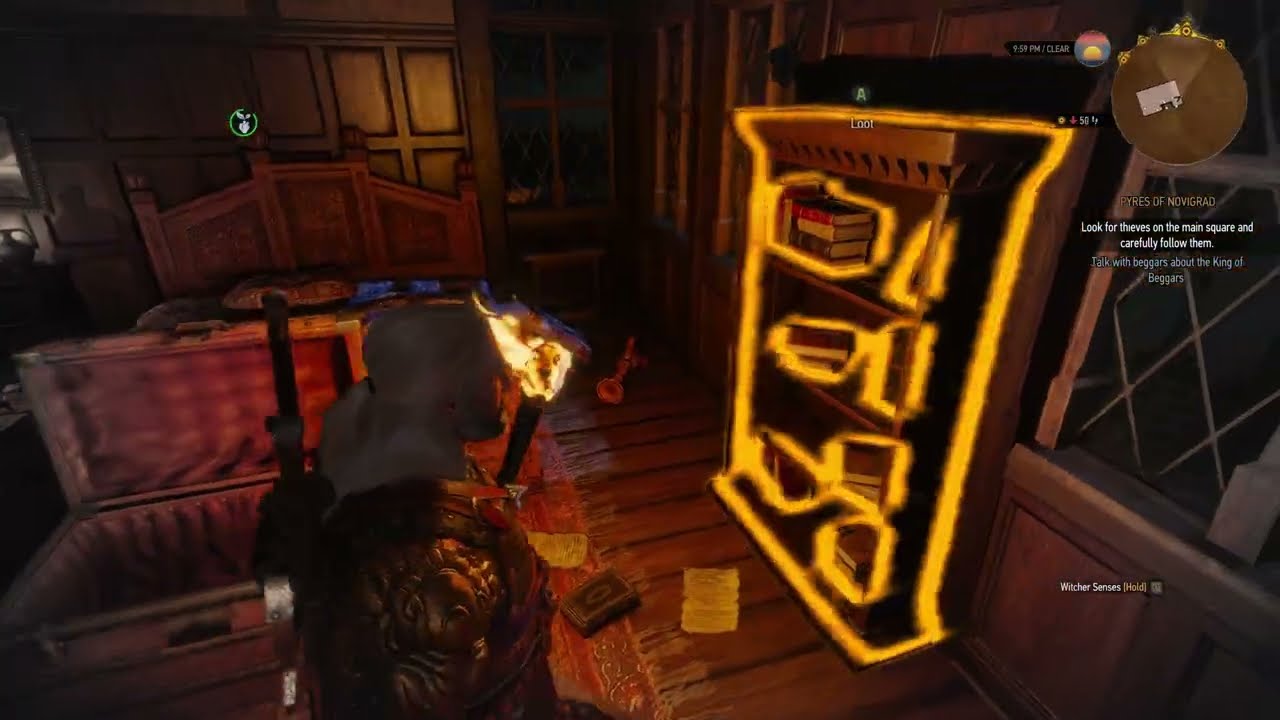 Geralt searches Triss Merigold's looted house in Novigrad with Witcher Senses
